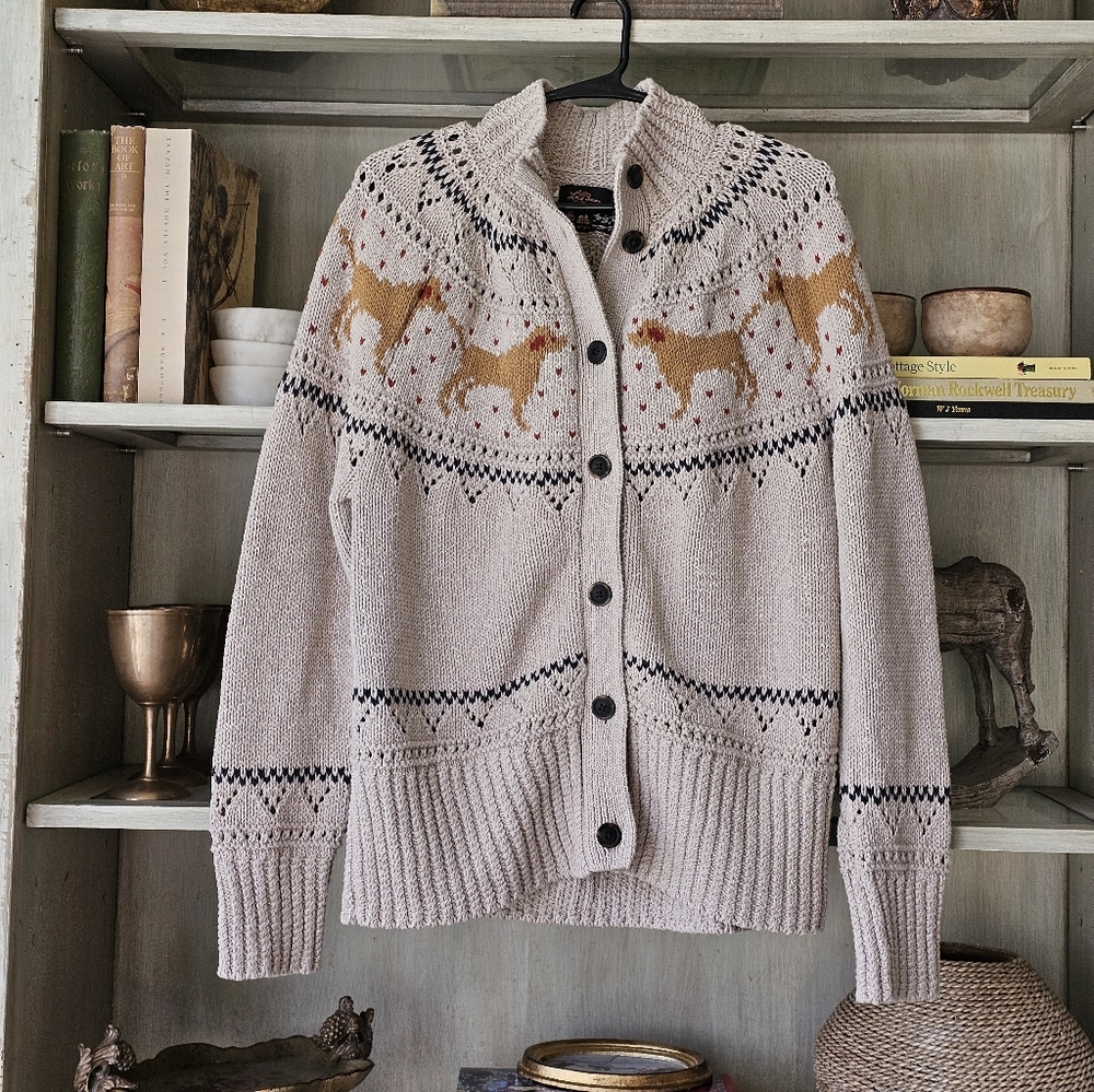 LL Bean Women's Signature Cotton Fisherman Sweater, Labrador Fair Isle - Picture 4 of 13